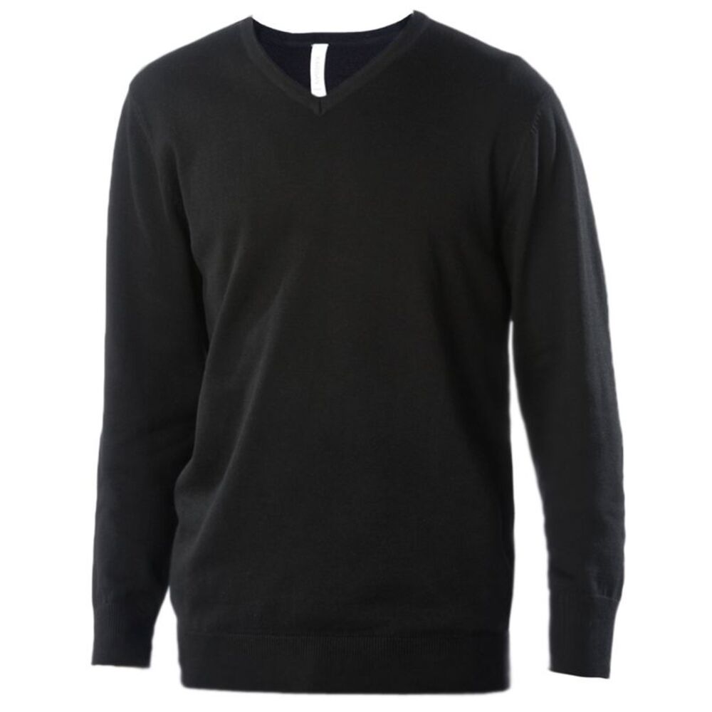 Kariban Mens V-Neck Long Sleeve Jumper Top / Knitwear  / Black
